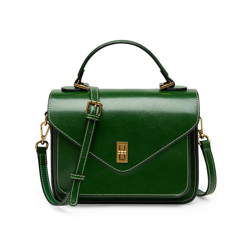 Genuine Leather Vegetable Tanned Cowhide New High-End Simple Fashionable Elegant Women's Handbag Shoulder Crossbody Messenger Bag B5