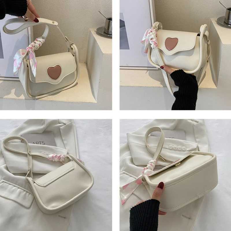 Cute Love Heart Womens Small Square Shoulder Bags Fashion Female Messenger Bag Simple Ladies Crossbody Purse Handbag with Scarf Y250528