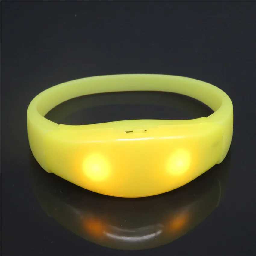 200 Pcs Unisex Sound Controlled LED Light Up Bracelet Activated Glow Flash Bangle For Mothers Day Festival Party W250528
