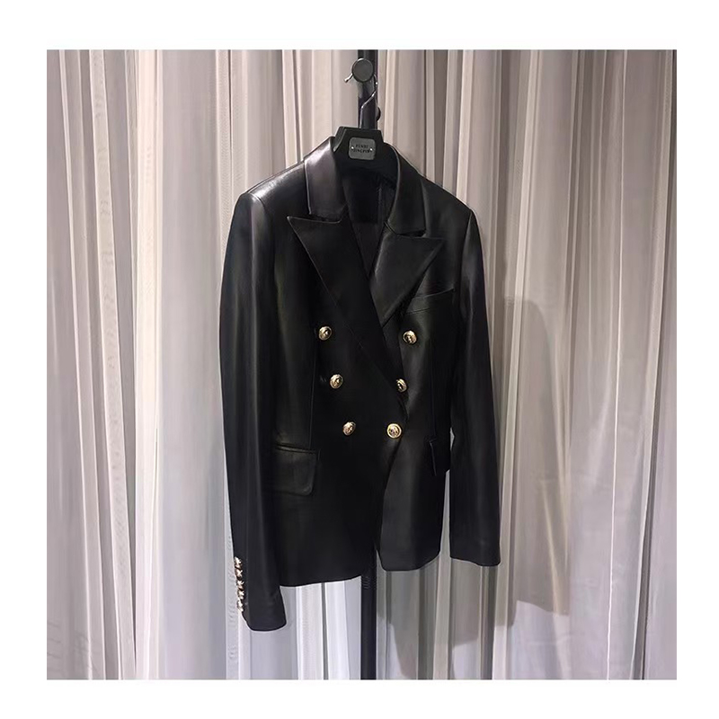 Wassup Happy Black Leather Jacket women's Spring and Autumn American Trendy Brand Retro Jacket High End Top