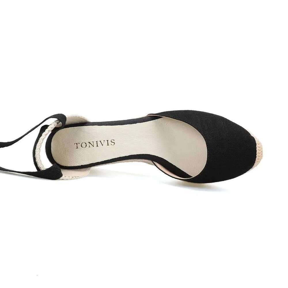 wedges shoes women Lace-up Sandals Simple and Stylish Mid-Heel Ankle Strap Platform in Espadrille for Comfortable Summer