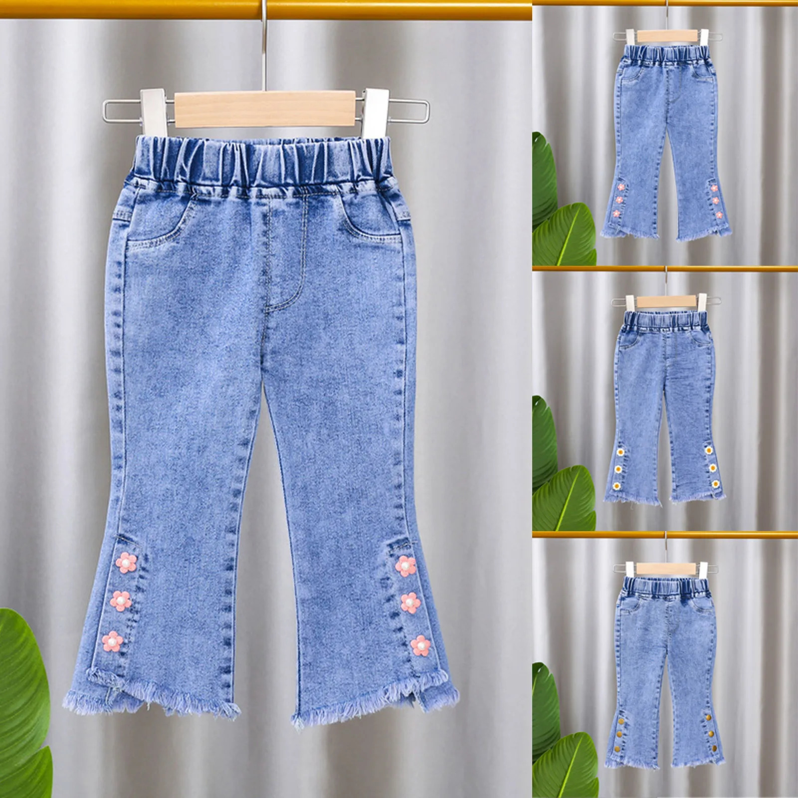 Fall Kids Clothes Baby Girls Denim Jeans Toddler Pants Elastic Waist Size 9 250528