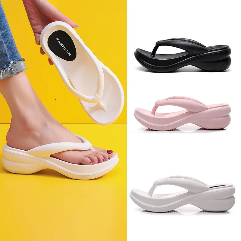 Drop Wedge Summer Flip Flops For Women Chunky Platfrom Clip Toe Sandals Shoes Woman Beach Casual Outdoor Slippers 250523CJ