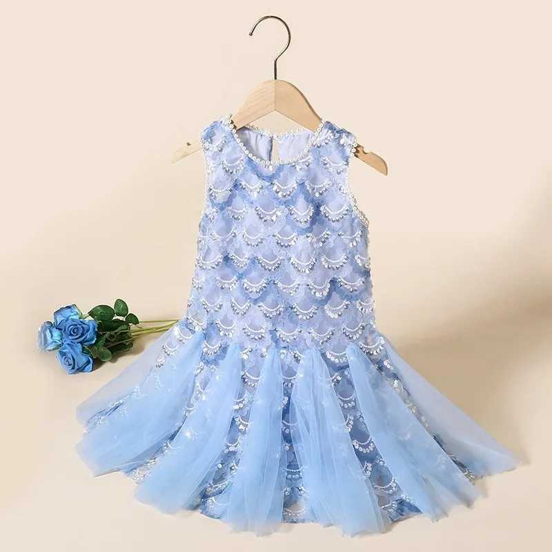 Kids Girl Princess Little Mermaid Costume Fancy Birthday Party Prom Luxury Sequins Pearl Neck Formal Occasion Dresses Carnival X250528