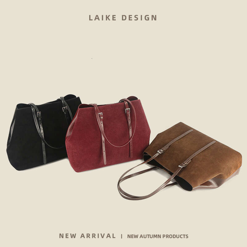 Women's 2024 Autumn Winter High-End Tote First Layer Oil Wax Leather Commuter Handbag Matte Underarm Bag