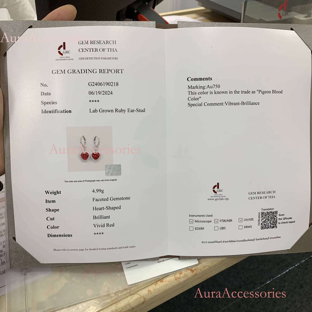 Fine Jewelry Real White Gold Heart Shape Drop Earrings with 8x8mm Ruby for Weddings