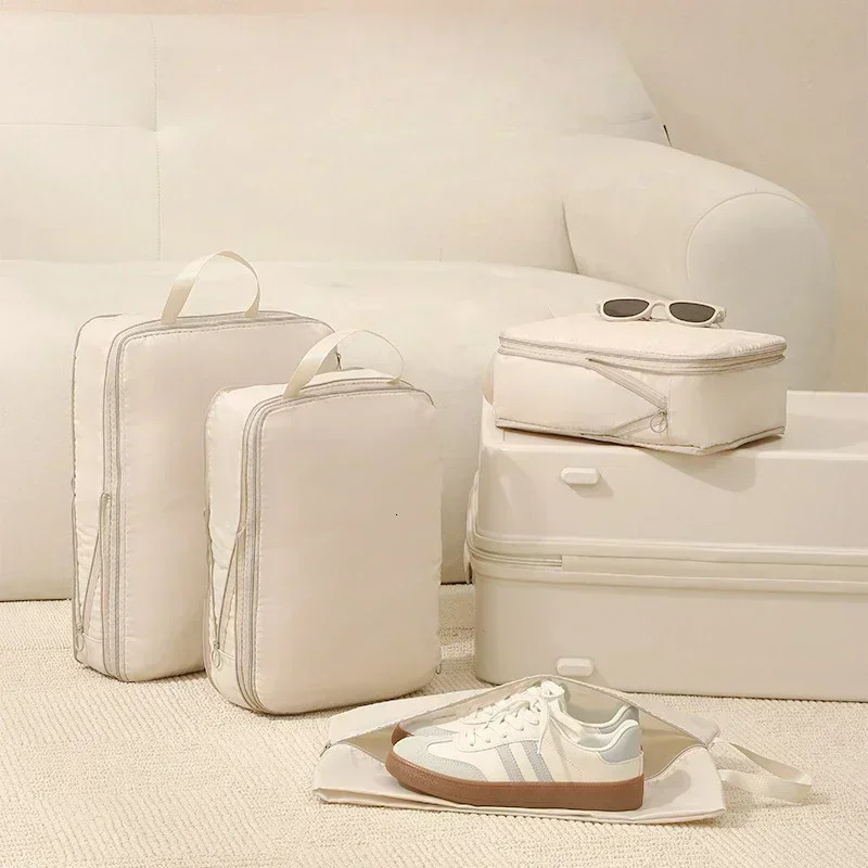 Compressible Packing Travel Storage Bag Cubes Waterproof Suitcase Nylon Portable with Handbag Luggage Organizer Tidy Travel Suit 250526