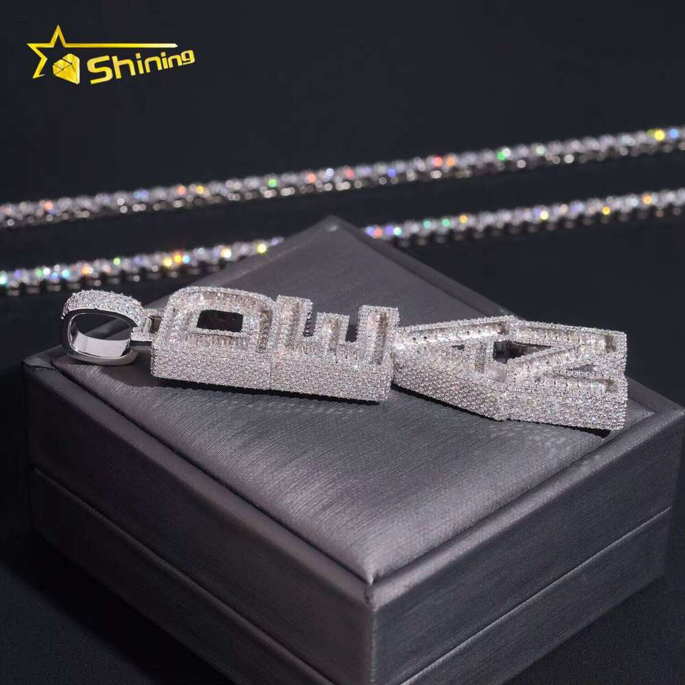 Hip Hop Jewelry Custom Made Gold Plated High Quality Iced Out Vvs Moissanite Pendant Name Letter Available