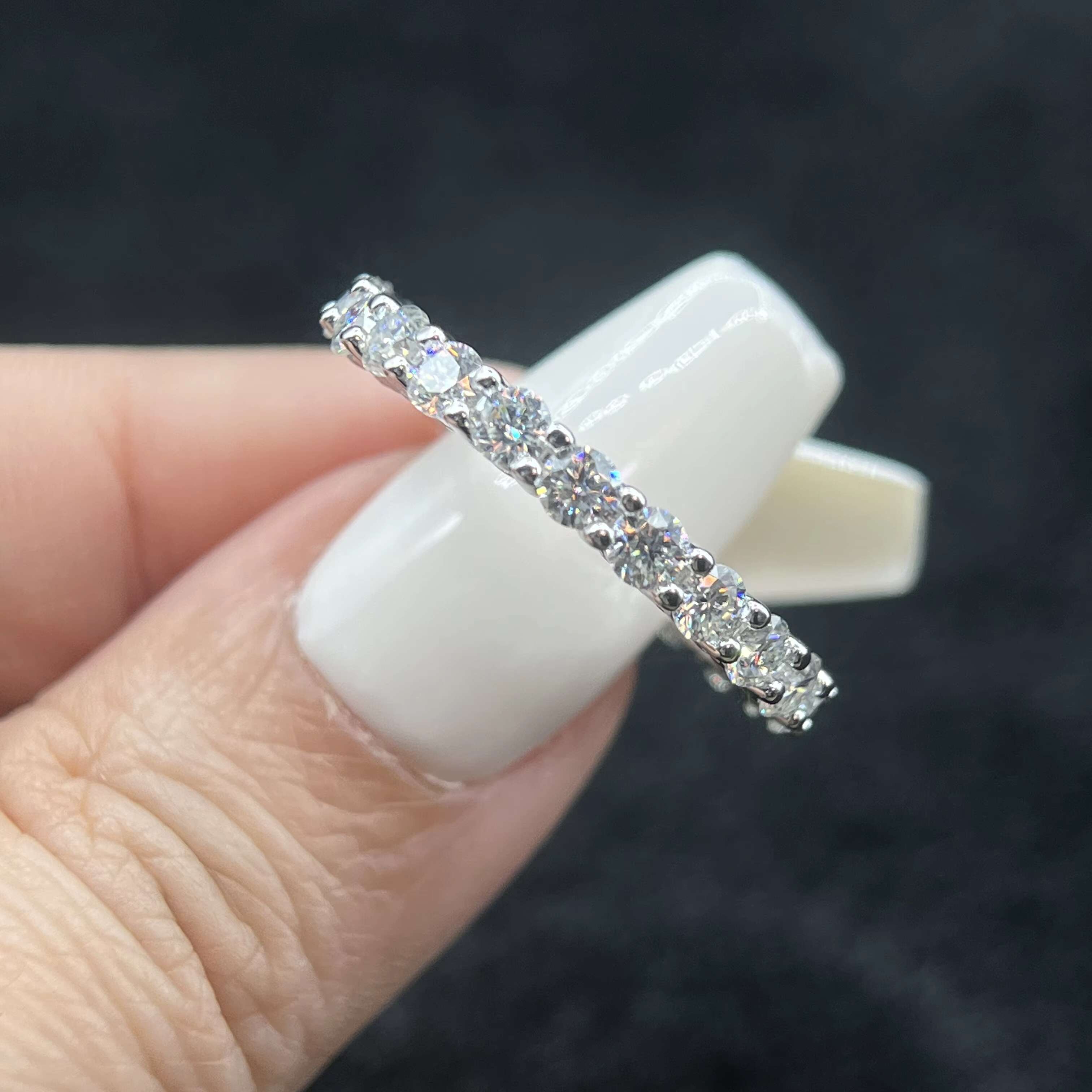 Luxury 2 3mm D Color VVS Full Moissanite Gemstone S925 Sterling Silver Engagement Eternity Band Ring for Women Wedding Jewelry