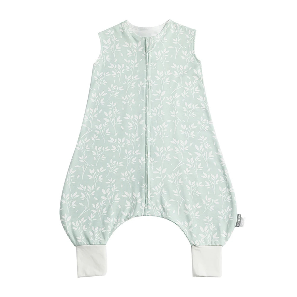 Sleeping Bag For Children 16Years Kids Jumpsuit Summer Thin Vest Baby Sleepsack Breathable 100% Cotton Fresh Grass Print n 250528