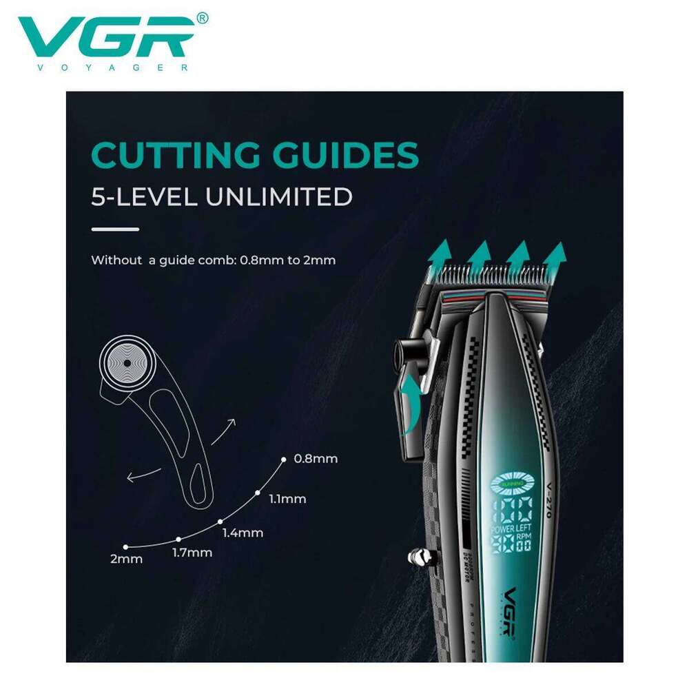 VGR Professional Clipper 9000 RPM Rechargeable Hair Cut Hine Metal LED Combiset Trimmer For Men V-992 V-270