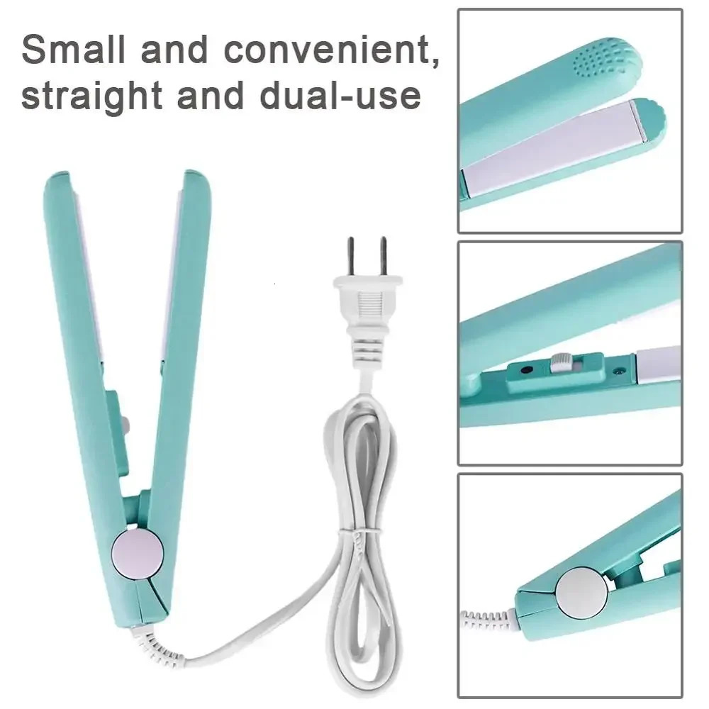 Mini 2 in 1 Hair Straightener Flat Iron Tourmaline Ceramic Splint Straightening Curling Tool Portable Curling Iron Small Hair 250522
