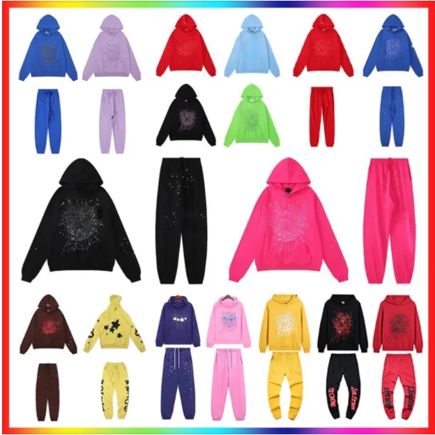 designer hoodies Men Women High Quality hoodie Foam Print Web Pink Sweatshirts Pullovers Designer Hoody Tracksuit spider hoodie size S-XL