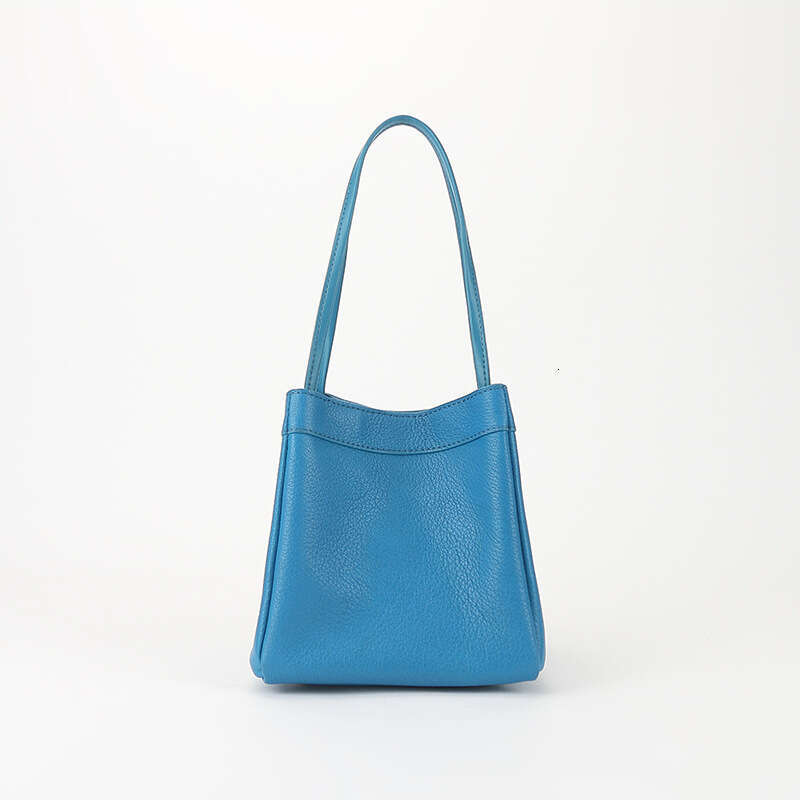 New Korean Style Genuine Leather Small Square Versatile Sheepskin Bucket Bag Niche Fashion Underarm Handbag for Women