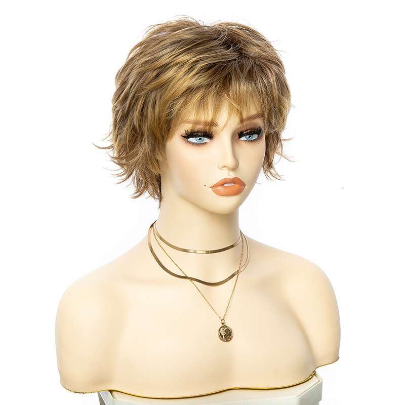 Women's wig Fashion Short Natural Curly Light Blonde Synthetic High-Temperature Fiber Wig
