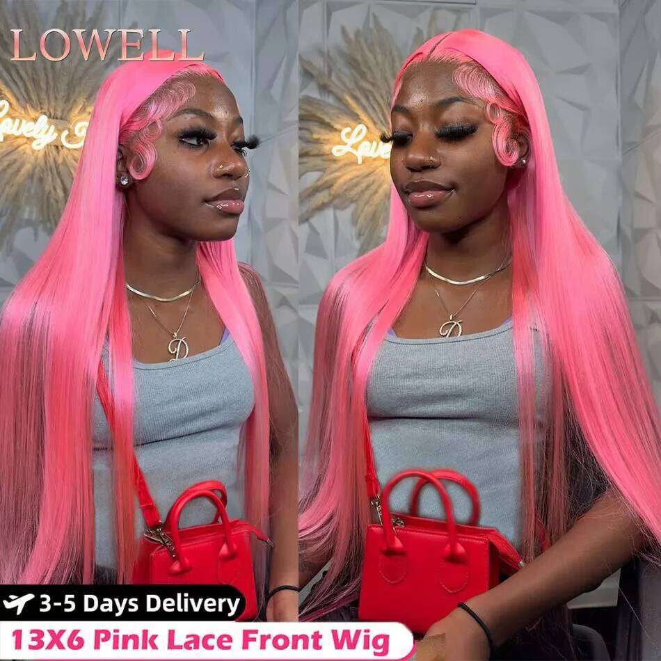 13x6 HD Bone Straight pink Front Human Hair For Women Brazilian 613 Color 13x4 Lace Frontal Wig