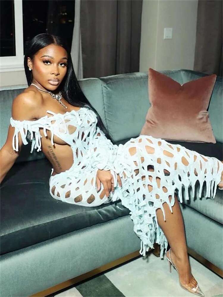 Sexy party club Dress Fashion Streetwear hollow out Maxi Dresses Women Party Birthday Outfits Wholesale Drop shipping
