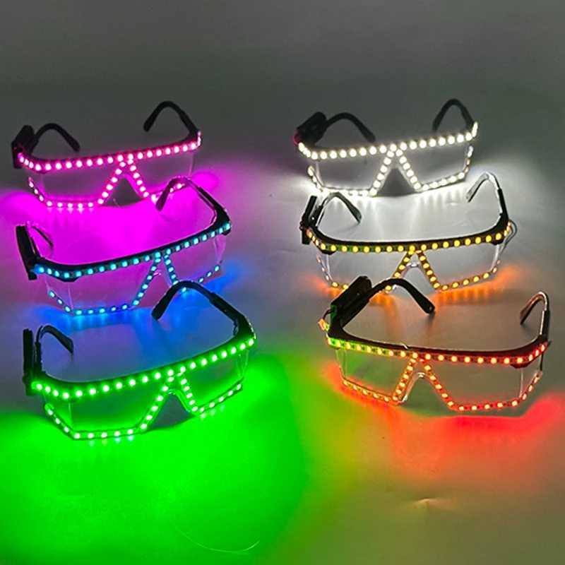 LED Light Conjoined Sunglasses NightClub Concert Masquerade Stage Performance Props LED Cool Transparent Glasses DJ Sunglasses W250528