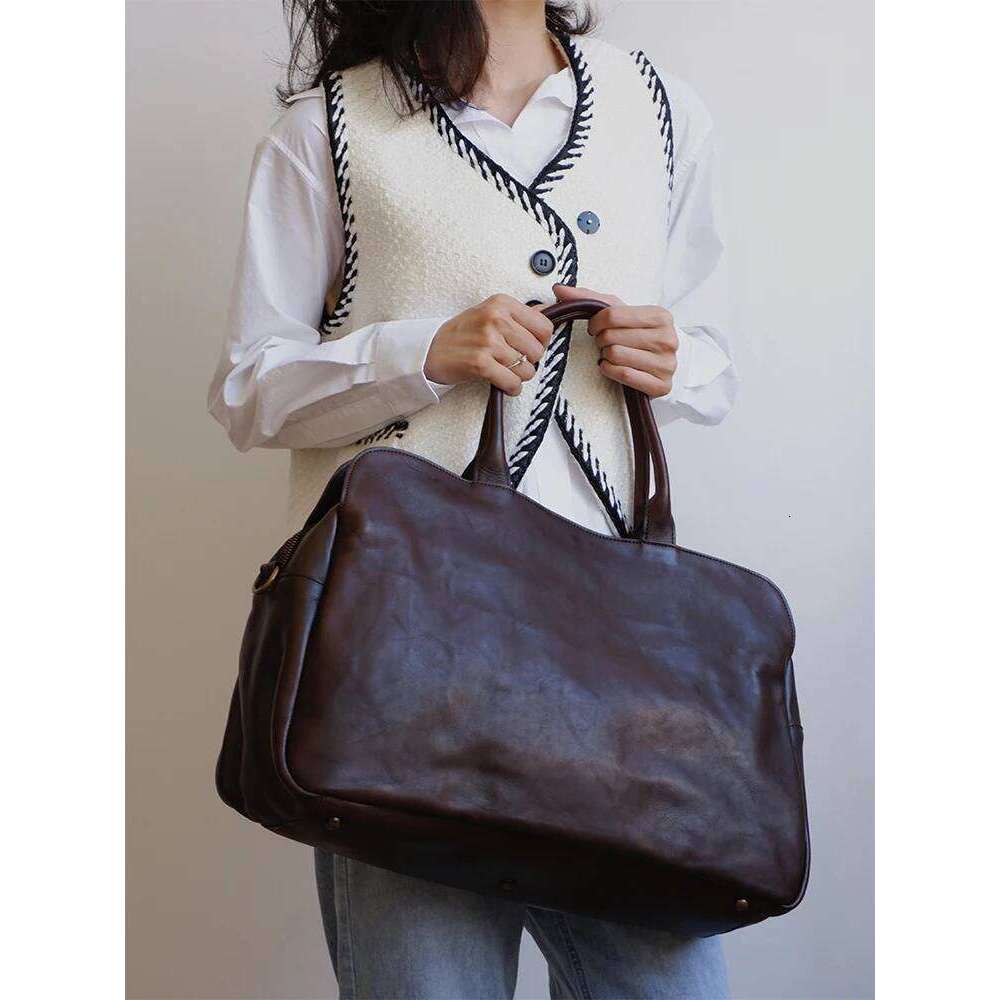 2024 New Genuine Leather Women Cowhide Large Capacity Female Laptop Handbags Travel Bag Business Lage Shoulder Bags Big