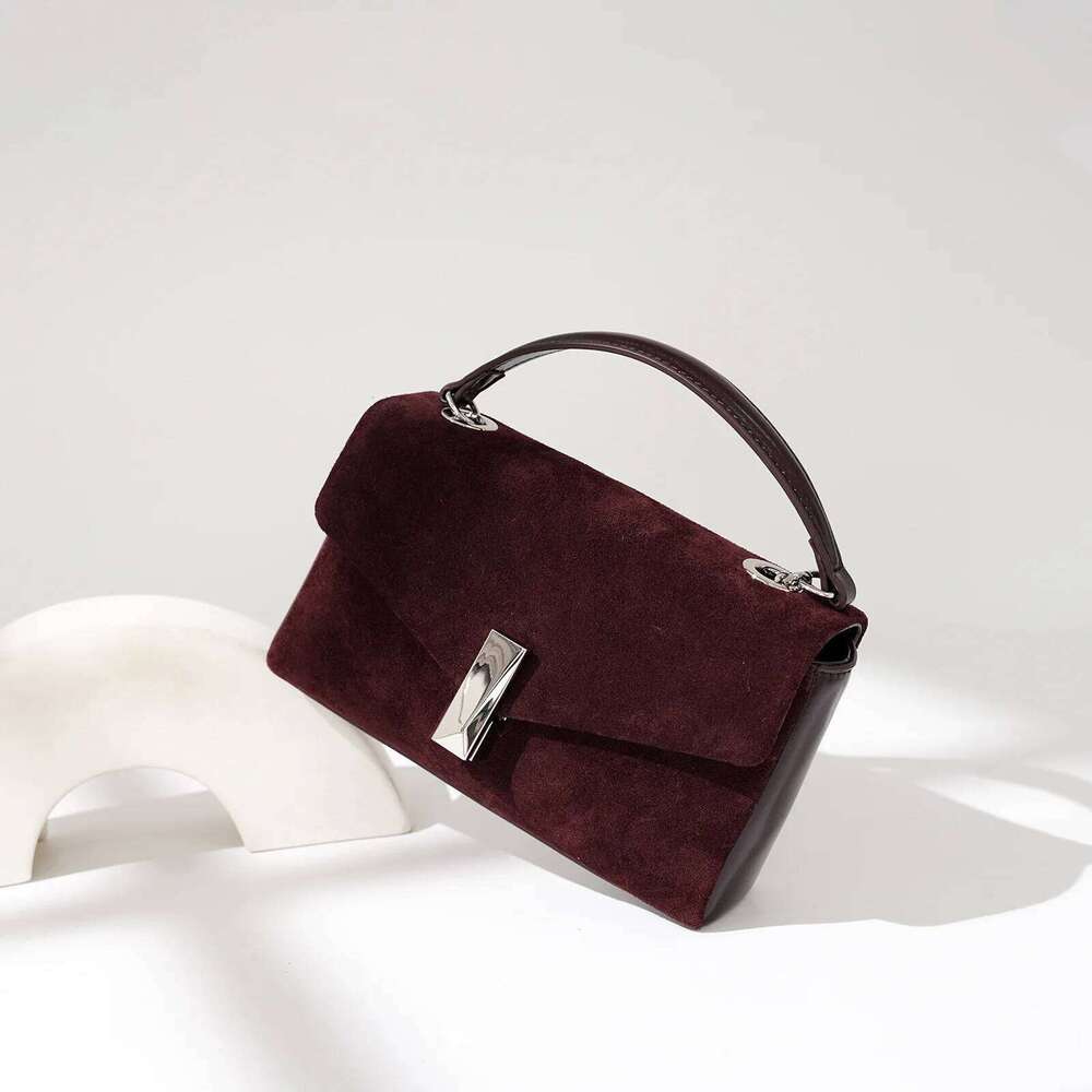 Genuine Leather Flap Design Small Square Simple Versatile Commuter Cowhide Shoulder Bag Lady Chains Handbags