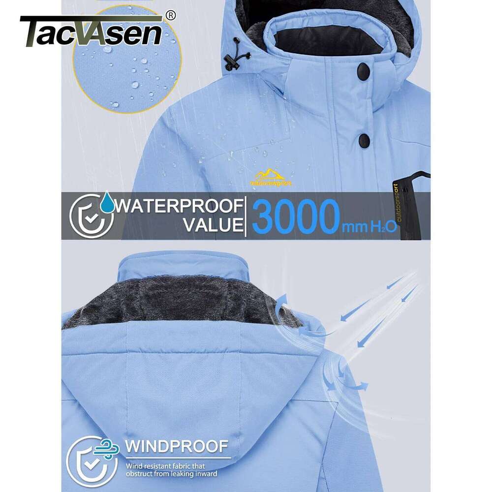 TACVASEN Women Winter Fashion Ski Snowboard Thermal Fleece Waterproof Fish Casual Work Rain Jacket Coat Windbreaker Parka