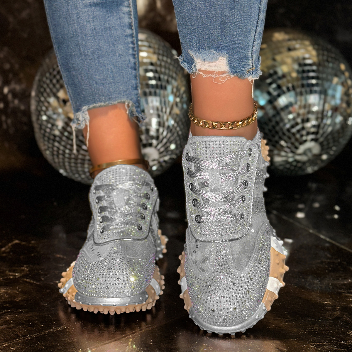 2025 Luxury Diamond Women's Casual Shoes Designer Fashion Sports Shoes High Quality Shining Women's Running Shoes Comfortable Vulcanized Sho