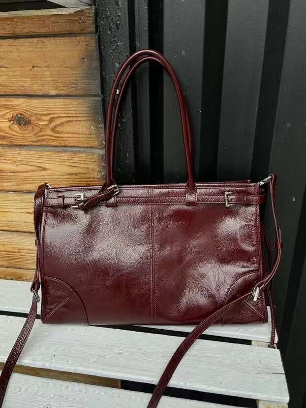 Women's New Large Capacity Genuine Leather Boston First Layer Cowhide High-end Fashion Tote Bag
