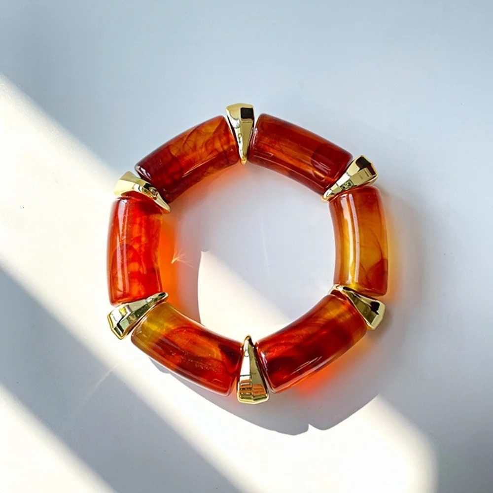 Retro Amber Color Acrylic Bracelet Marble Texture Resin For Women Fashion Party Jewelry Accessories Wholesale 250517