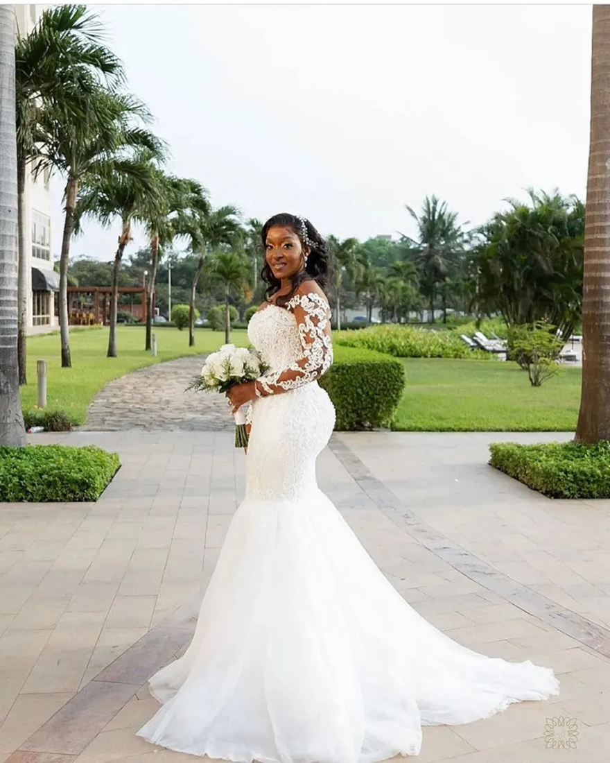 arabic aso ebi lace beaded mermaid wedding dresses 2025 long sleeve customsized sheer neck sparkly vintage bridal gowns dresses