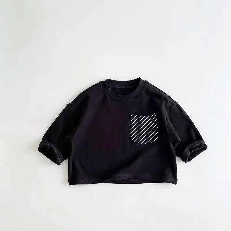 Trendy Striped Tshirt Fashion Versatile Casual Loose Round Neck Tees n Long Sleeve Solid Color Tops 250528