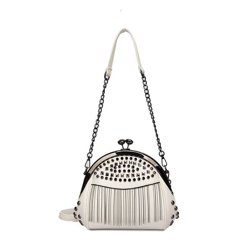 Evening Women's With Rhinestones Rivets Tassel Chain Shoulder Crossbody Handbag Clutch Shell Bag Party