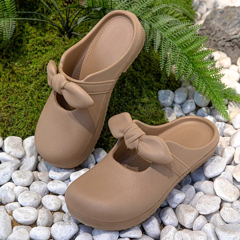 Summer Bow Knot Women Slippers Fashion Thick Bottom Shoes EVA Slippers Anti Slip Baotou Slippers Outdoor Beach Sandals Slippers 250523
