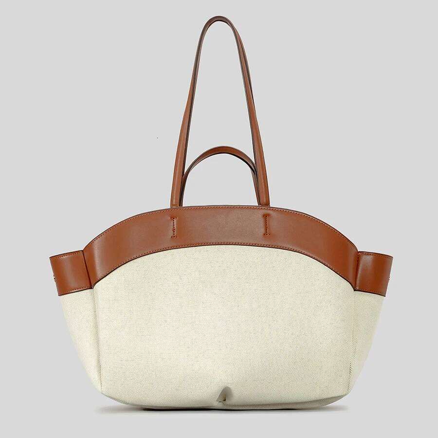Canvas Splicing PU Tote Composite Bag For Women Designer Handbag Purse 2024 New Fashion Large Capacity Shopping Shoulder