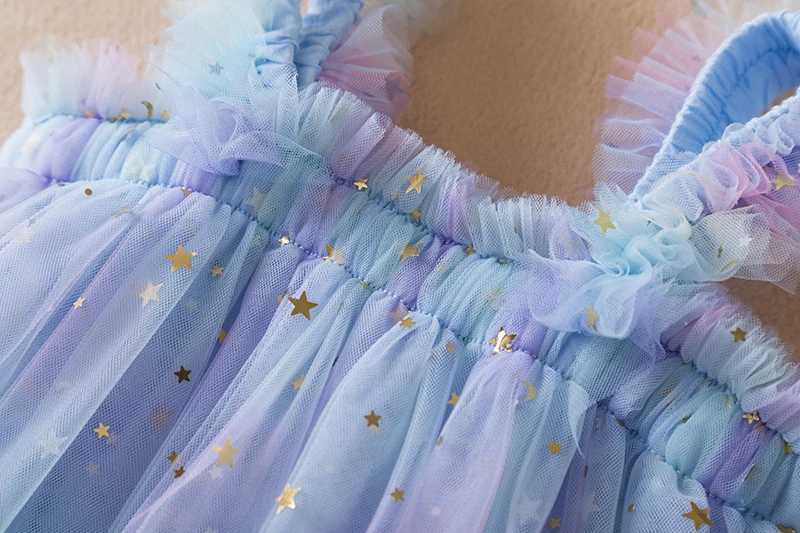 Baby Girls Clothes for Summer 1-5 Years Suspender Sleeveless Toddler Girls Dresses Rainbow Color Tulle Birthday Party Dress X250528