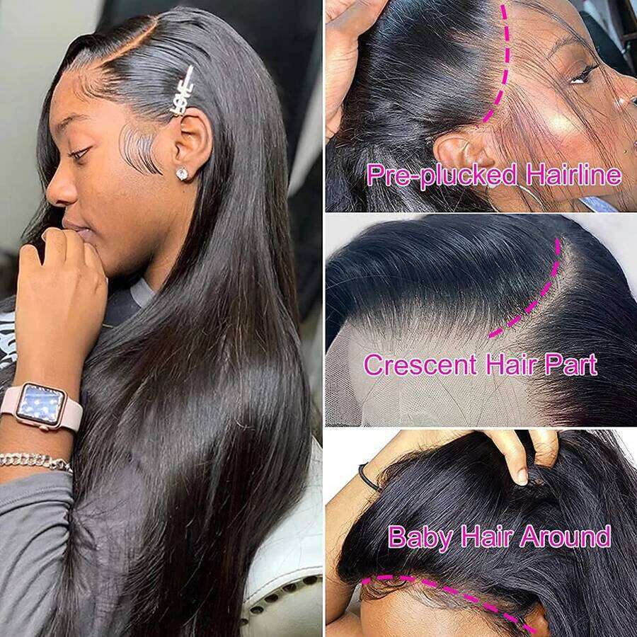 360 Full Frontal 13x6 Straight Glueless Front Brazilian Human Hair Wigs For Black Women 13x4 Lace Wig