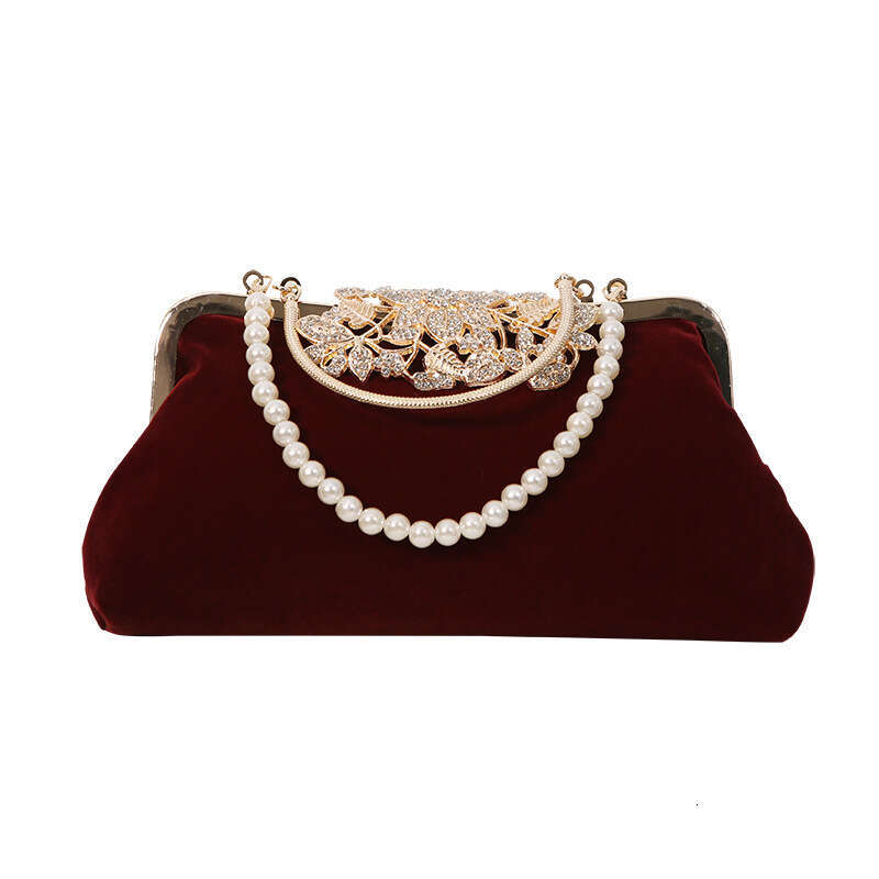 Women's handbag New Handmade Beaded Pearl Wrist Evening With Rhinestones Cheongsam Party Bag