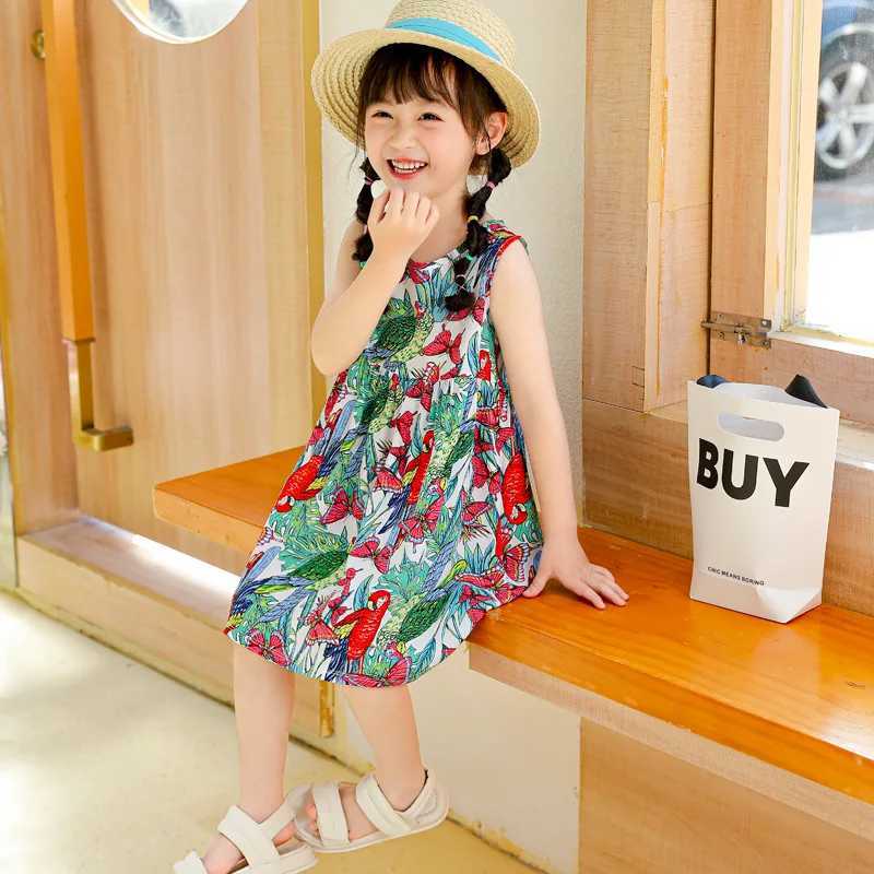 Summer Girl Dress Sleeveless Kids SundressPrinted Skirt Fashion Girls Clothing Beach Party Childrens Clothing Princess Dresses X250528