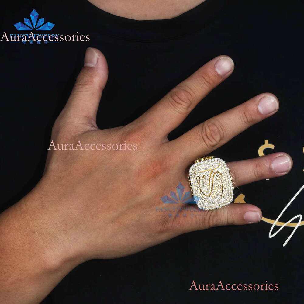 High-end Custom Gold Plated Championship Rings Men Sier Letter Number Moissanite Dia Hiphop Cluster Jewelry Weddings