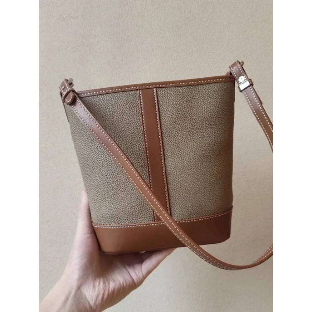 Women Single Shoulder Underarm Bucket Bag Mixed Colors Cowskin Genuine Leather Handbag Office Ladies Casual Crossbody Bags New