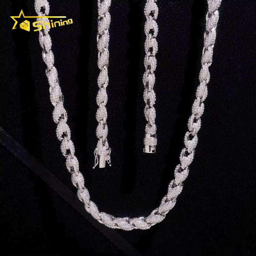 Pass Tester Hip Hop 7.5mm Sier Fully Iced Out Twist Moissanite Dia Rope Chain