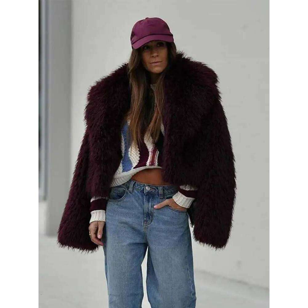 Faux Fur Warm Coat Women Casual Lapel Fluffy Long Sleeve Female Cardigan 2024 Winter Solid Lady Street Commuter Outwears