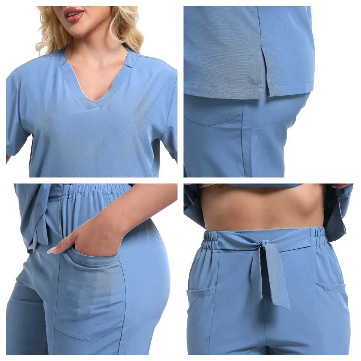 Plus Size New Style Working Scrubs Set Women Pet Nurse Uniforms Solid Color Beauty Sn Work Uniforms Medical Uniforms Workwear X250528