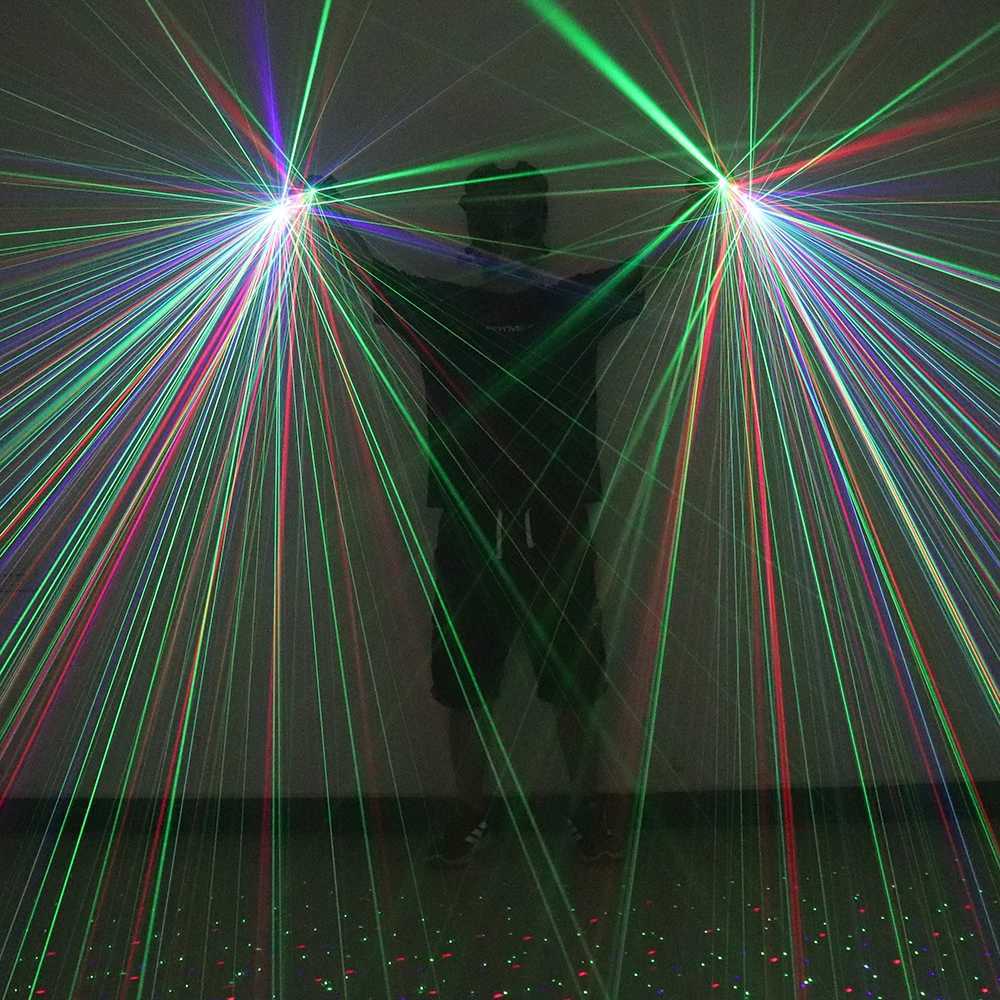 2 in 1 Green Red Blue Laser Gloves Multi-line 4 Heads Beam Light For DJ Disco Christmas Party Nightclub Stage Dancing Show W250528