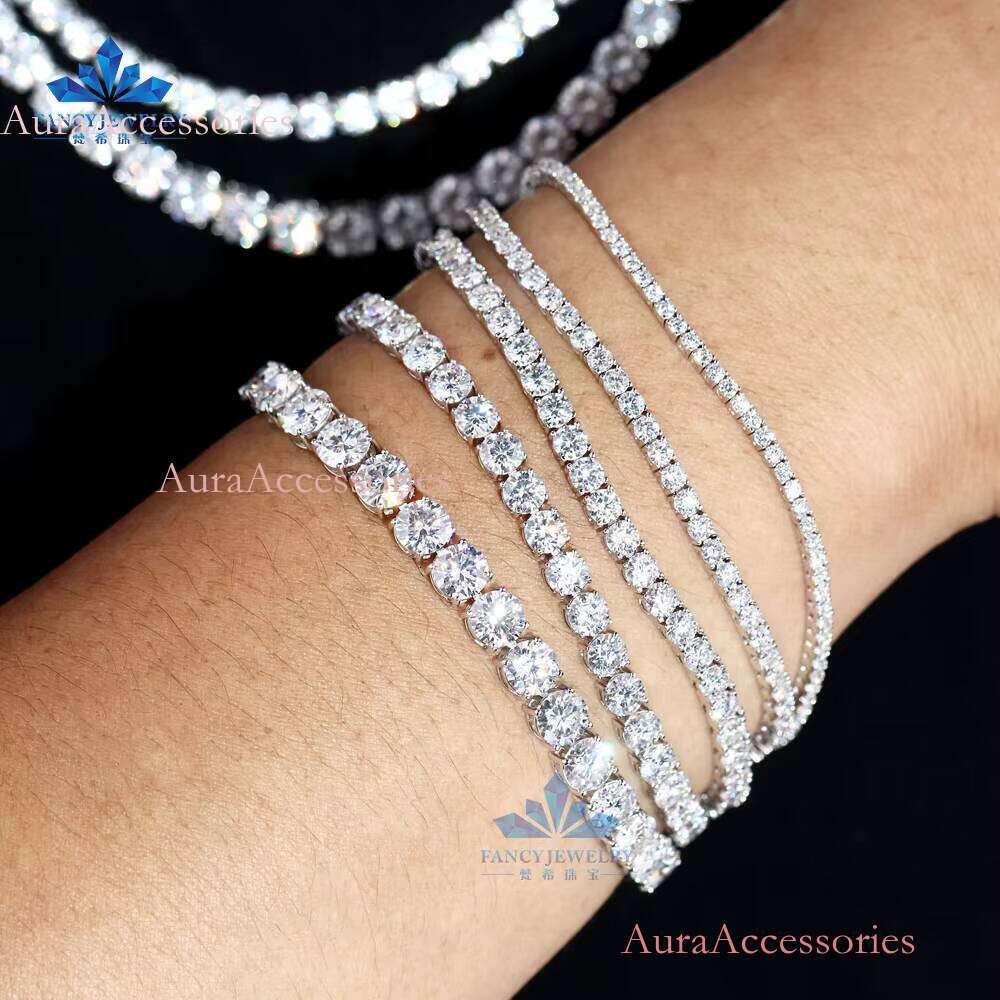 Wholesale Price Sier Bracelet Bangle 2mm 3mm 4mm 5mm 6.5mm Tennis Chain Moissanite Jewelry Accessories
