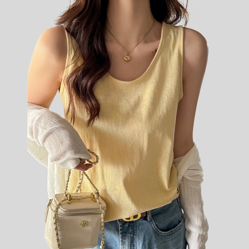 Spring and summer versatile loose lazy wind base can be worn outside small suspender vest women's inner cover meat sleeveless top