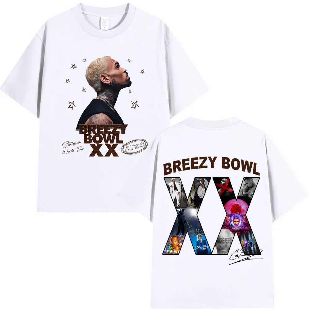 Chris Brown Brzy Bowl XX 2025 Tour Concert Merch T-shirt Mens Women Fashion Hip Hop T Shirt Cotton Casual Oversized T-shirts X250528