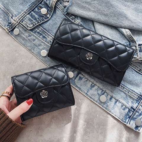 Free Shipping Designer Wallet 2025 Classic Embroidery Grid Handbag Women's Camellia Small Fragrance Multi Layer Card Bag Phone Bag