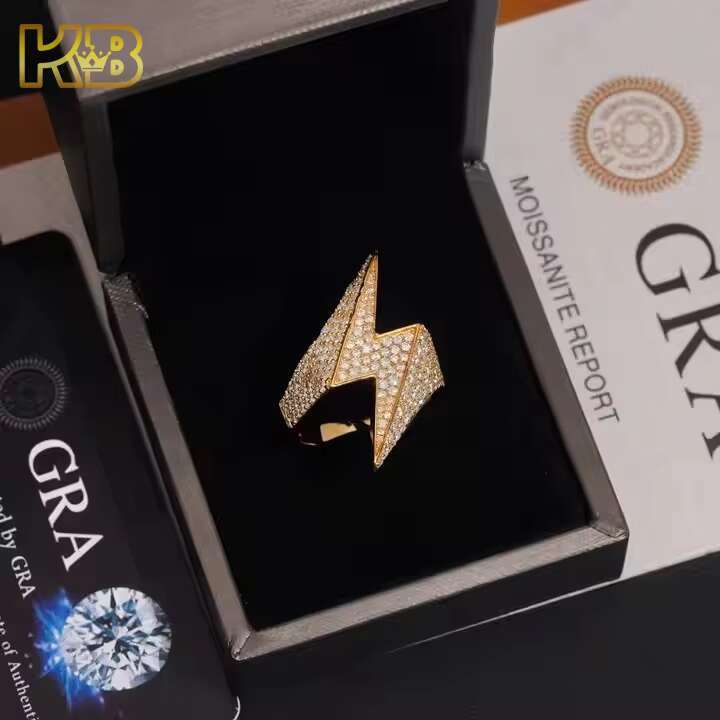 Premium VVS Moissanite Mens Hip Hop Ring 925 Sterling Silver Gold Plated Illuminating Pave Diamond Design High End Fine Jewelry