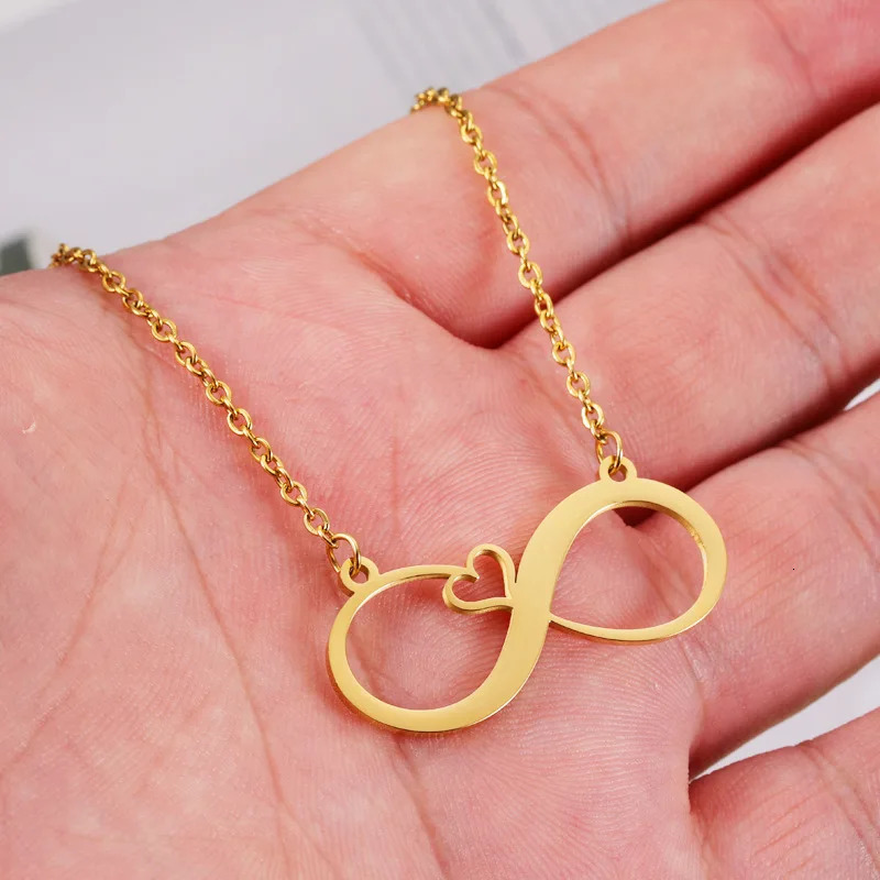 10Pcs Infinity Love Heart Shape Symbol Simple Elegant Stainless Steel Necklaces Pendant Choker Necklace For Women Jewelry Gift 250519