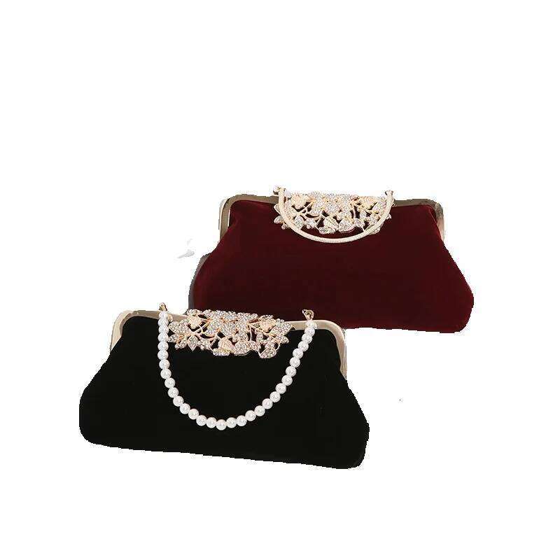 Women's handbag New Handmade Beaded Pearl Wrist Evening With Rhinestones Cheongsam Party Bag
